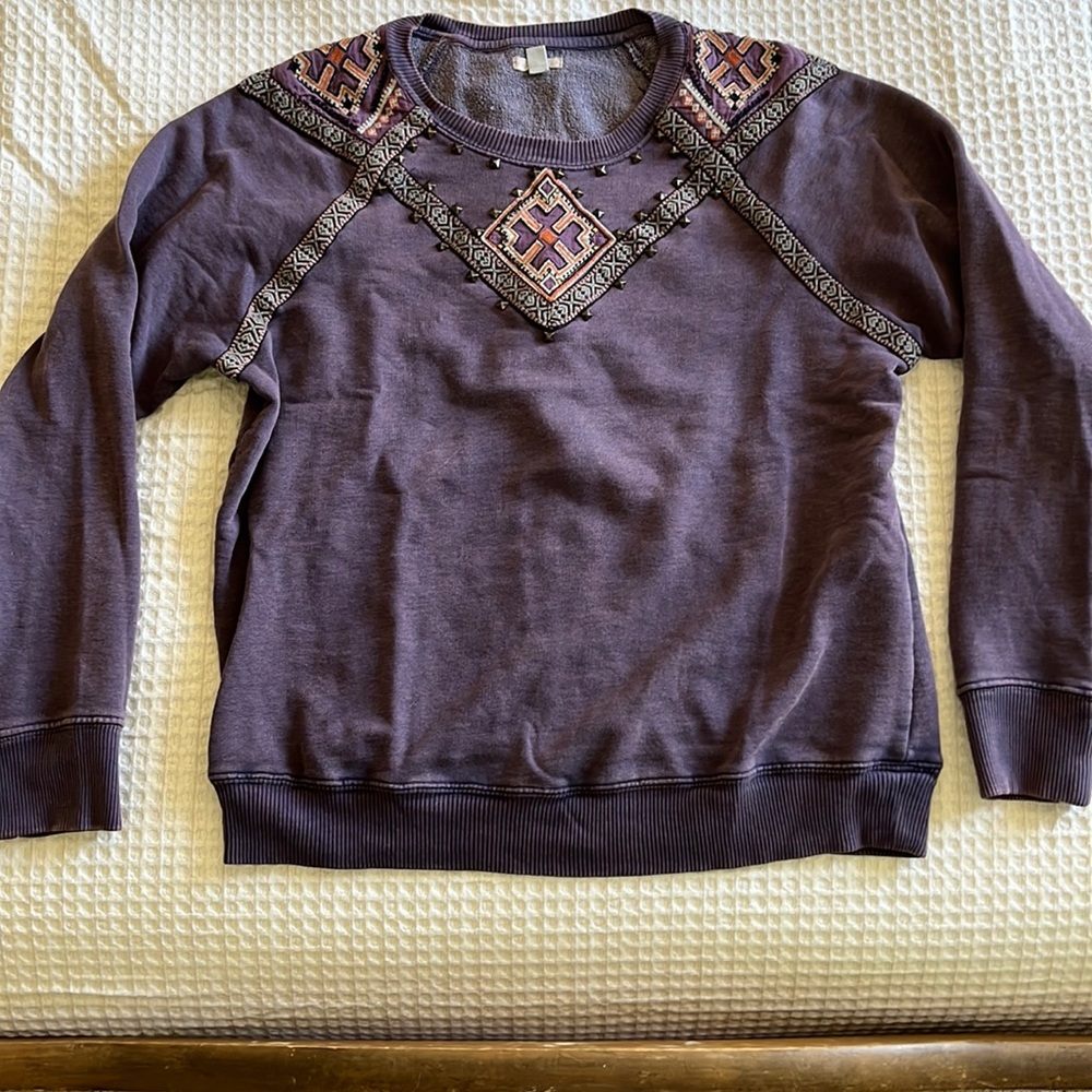 Cute studded embroidered sweatshirt